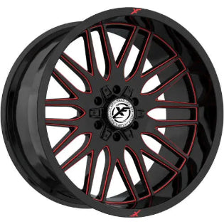 XF Offroad XF-240 18x9 +12 5x127/5x139.7 Gloss Black with Red Milled Spoke Edges Wheel